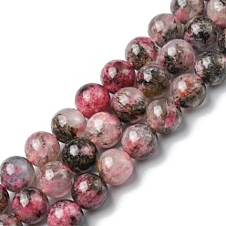 Rhodonite Natural Rhodonite Beads Strands, Round, 8mm, Hole: 0.9mm, about 48~49pcs/strand, 15.28~15.59 inch(38.8~39.6cm)