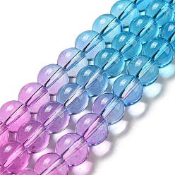 Violet Brins de perles de quartz synthétiques teints et chauffés, perles rondes de couleur dégradée, violette, 10mm, Trou: 1mm, Environ 41~42 pcs/chapelet, 14.76''~15.16'' (37.5~38.5 cm)