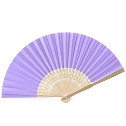 Pourpre Moyen Bambou avec éventail pliant en papier vierge, éventail en bambou bricolage, pour la décoration de danse de mariage de fête, support violet, 210mm