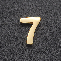 Number 201 charmes en acier inoxydable, pour la confection de colliers simples, Coupe au laser, nombre, or, num. 7, 8x6x3mm, Trou: 1.6mm