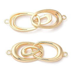 Real 18K Gold Plated Brass Connector Charms, Nickel Free, Oval Links, Real 18K Gold Plated, 35.5x11.5x4mm, Hole: 1.6mm