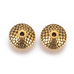 Antique Golden Tibetan Style Spacer Beads, Flat Round, Antique Golden, Lead Free & Cadmium Free, 11x11x6mm, Hole: 1.5mm