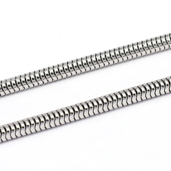 Stainless Steel Color 304 Stainless Steel Round Snake Chains, Soldered, Stainless Steel Color, 3.2mm