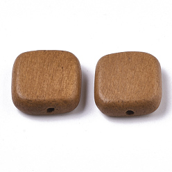 Pérou Perles de bois naturel peintes, carrée, Pérou, 16x15x5.5mm, Trou: 1.5mm