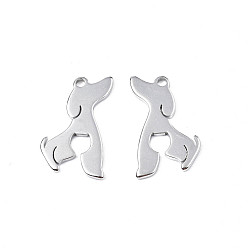 Stainless Steel Color 201 Stainless Steel Pendants, Dog, Stainless Steel Color, 24.5x16x1.5mm, Hole: 1.8mm