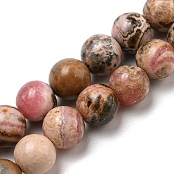 Rhodonite Rhodonite naturelles brins de perles, ronde, 8mm, Trou: 1mm, Environ 46 pcs/chapelet, 15.39~15.51'' (39.1~39.4 cm)