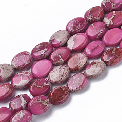 Rose Chaud Brins de perles de jaspe impérial naturel, teint, ovale, rose chaud, 8x6x3mm, Trou: 1mm, Environ 48~51 pcs/chapelet, 15.16 pouces ~ 15.94 pouces (38.5~40.5 cm)