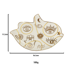 Золотистый Фарфоровая ювелирная тарелка, лоток для хранения колец, , серьга, птица со сглазом, золотые, 115x163 мм