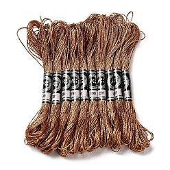 Sienna 10 Skeins 12-Ply Metallic Polyester Embroidery Floss, Glitter Cross Stitch Threads for Craft Needlework Hand Embroidery, Friendship Bracelets Braided String, Sienna, 0.8mm, about 8.75 Yards(8m)/skein