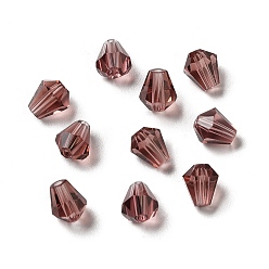 Rosada Marrón Imitación de vidrio cuentas de cristal austriaco, facetados, diamante, marrón rosado, 6x5 mm, agujero: 1 mm