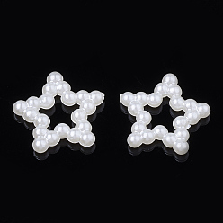 Marfil Anillos de unión de perlas de imitación de plástico abs, estrella, blanco cremoso, 11.5x12x2 mm