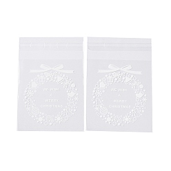 Белый Пластиковый пакет для выпечки с рождественской тематикой, с самоклеющейся, для шоколада, конфеты, печенье, квадратный, белые, 130x100x0.2 мм, около 100 шт / упаковка