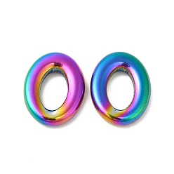 Rainbow Color Revestimiento iónico (ip) 304 anillos de unión de acero inoxidable, oval, color del arco iris, 14x11x2.7 mm, diámetro interior: 8 mm
