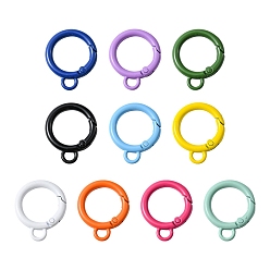 Color mezclado 10 anillos de compuerta de resorte de aleación pintados con aerosol, anillos redondos, color mezclado, 31x25x4 mm, agujero: 4.8 mm, diámetro interior: 18 mm