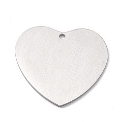 Stainless Steel Color 304 Stainless Steel Pendants, Double Side Drawbench, Stamping Blank Tag, Heart, Stainless Steel Color, 27.5x30x1mm, Hole: 1.8mm