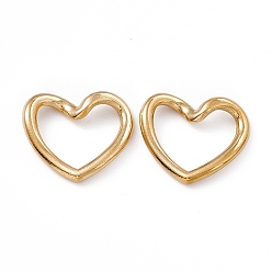 Chapado en Oro Real 18K Chapado iónico (ip) 304 anillos de eslabones de acero inoxidable, corazón torcido, real 18 k chapado en oro, 17x20x2 mm, diámetro interior: 9x15 mm