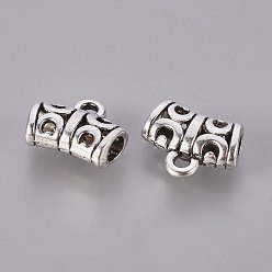Antique Silver Tibetan Style Alloy Hangers, Cadmium Free & Lead Free, Bail Beads, Tube, Antique Silver, 10x12x6mm, Hole: 1.5mm