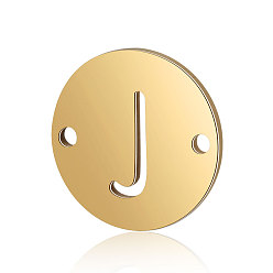 Letter J Titanium Steel Links connectors, Flat Round with Letter, Golden, Letter.J, 12x0.8mm, Hole: 0.8mm