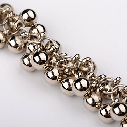 Platino La bola redonda plástica del ccb encanta la cadena de la joyería para las pulseras que hacen los collares, Platino, 39.3 pulgada, perlas: 9x6 mm