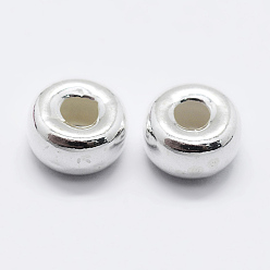 Серебро 925 шарики стерлингового серебра, рондель, серебряные, 5.3x3 мм, отверстие : 1.5 мм