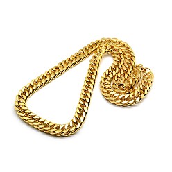 Golden Fashionable 304 Stainless Steel Cuban Link Chain Necklaces, with Lobster Claw Clasps, Faceted, Golden, 23 inch~24 inch(58.4~61cm)x12mm