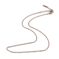 Or Rose Placage ionique (ip) 304 collier de chaîne de câbles en acier inoxydable pour hommes femmes, or rose, 15.94 pouce (40.5 cm)