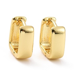 Light Gold Brass Chunky Square Hoop Earrings for Women, Cadmium Free & Lead Free, Light Gold, 12x11x4.5mm, Pin: 1mm