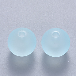 Cian Claro Abalorios de acrílico transparentes, esmerilado, rondo, cian claro, 7.5x7.5 mm, Agujero: 1.6 mm, sobre 1900 unidades / 500 g