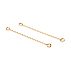 Golden Ion Plating(IP) 304 Stainless Steel Eye Pins, Double Sided Eye Pins, Golden, 36x0.6mm, Hole: 1.5mm
