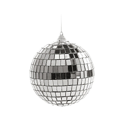 Silver Plastic Disco Ball Pendant Decoration, Glass Mirror Mosaic Craft Decoration Sphere, Silver, 40mm