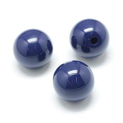 Midnight Blue Opaque Acrylic Beads, Half Drilled Beads, Round, Midnight Blue, 21~22mm, Half Hole: 3mm