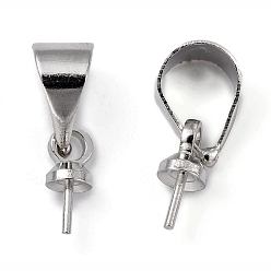 Platine Tasse en laiton pendentif perle bails broches pendentifs, pour la moitié de perles percées, platine, 6mm, Trou: 3mm