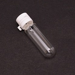 Blanco Botellas de vidrio transparente, con tapones de plástico, contenedores de cuentas, tubo, blanco, 1.5x4.9 cm, diámetro interior: 0.7 cm