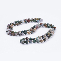 (RRHB277) Кристалл на подкладке из медово-бежевого цвета Натуральной индийской ожерелья агата бисера, круглые, 36 дюйм (91.44 см)