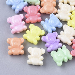Mixed Color Opaque Acrylic Beads, Bear, Mixed Color, 13x12.5x7~8mm, Hole: 1.8mm, about 800pc/500g