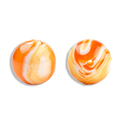 Orange Perles en résine, pierre d'imitation, ronde, orange, 19mm, Trou: 2~2.4mm