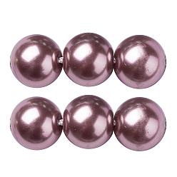 Roja India Hebras de perlas de vidrio teñidas ecológicas, Grado A, rondo, cordón de algodón rosca, piel roja, 5 mm, agujero: 1.2~1.5 mm, sobre 80 unidades / cadena, 15.7 pulgada