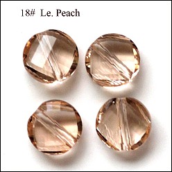 Pêche Imitations de perles de cristal autrichien, grade de aaa, facette, plat rond, peachpuff, 10x5mm, Trou: 0.9~1mm