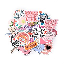 Word Self Love Club Theme Waterproof Self Adhesive Paper Stickers, for Suitcase, Skateboard, Refrigerator, Helmet, Mobile Phone Shell, Colorful, Word, 38~75x36~76x0.2mm, about 50pcs/bag