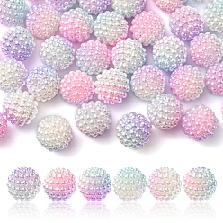 Pink Granos de acrílico de la perla de imitación, perlas de la baya, perlas combinadas, rondo, rosa, 12 mm, agujero: 1 mm