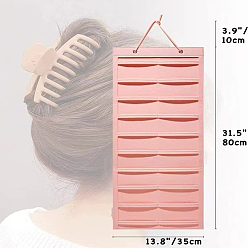 Coral Claro Bolsa de almacenamiento de pinzas para el cabello con garra de tela no tejida montada en la pared, Rectángulo, coral luz, 80x35 cm.
