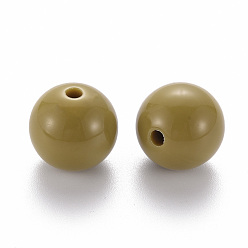 Verge D'or Foncé Perles acryliques opaques, ronde, verge d'or noir, 16x15mm, Trou: 2.8mm, environ220 pcs / 500 g
