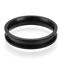 Noir 201 paramètres de bague rainurée en acier inoxydable, anneau de noyau vierge, pour la fabrication de bijoux en marqueterie, électrophorèse noir, diamètre intérieur: 18 mm