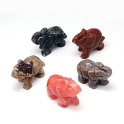 Mixed Stone Gemstone 3D Elephant Home Display Decorations, 30~45x20~28x25~35mm