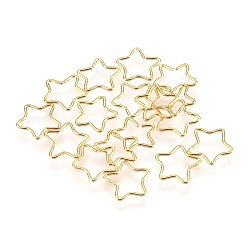 Oro 304 de acero inoxidable anillos del salto abierto, estrella, dorado, 24 calibre, 11.5x11x0.5 mm, diámetro interior: 7x8 mm
