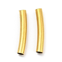 Oro 304 perlas de tubo de acero inoxidable, tubo curvado, dorado, 15x2.5 mm, agujero: 2 mm