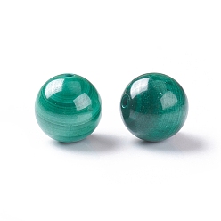 Malachite Natural Malachite Beads, Half Drilled, Round, 8mm, Hole: 1.2mm