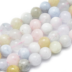 Morganite Natura Morganite Beads Strands, Round, 6mm, Hole: 0.5mm, about 60pcs/Strand, 15.75 inch(40cm)