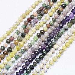 Pierre Mélangete Pierre naturelle assortis rondes rangées de perles, 5~6mm, Trou: 1mm, Environ 67 pcs/chapelet, 15.55 pouce