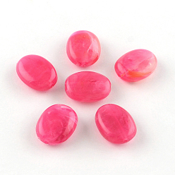 Rose Foncé Perles acryliques ovale imitation de pierres précieuses, rose foncé, 19x15x7mm, trou: 2 mm, environ 330 pcs / 500 g